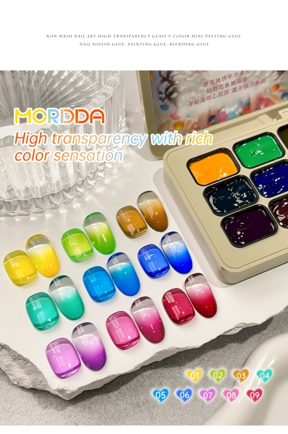 Gel Nail Polish 9-Color Candy-Glass Set with Translucent Gradient Finish and Fall-Winter Shade Palette for Nail Art