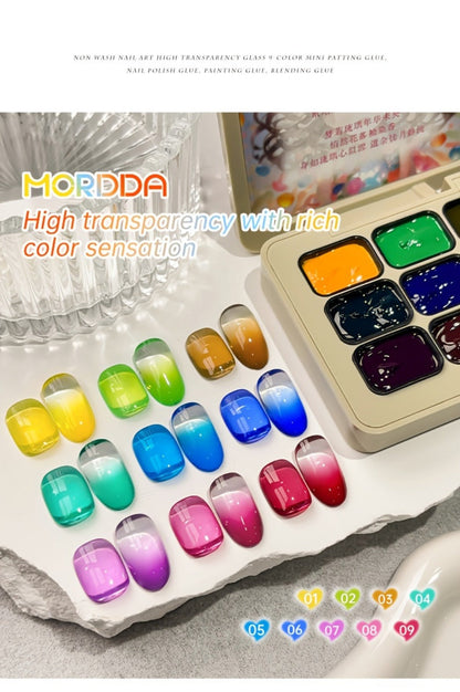 Gel Nail Polish 9-Color Candy-Glass Set with Translucent Gradient Finish and Fall-Winter Shade Palette for Nail Art