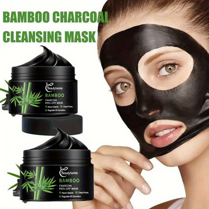 Bamboo Charcoal Clay Face Mask Deep Cleansing Pore Minimizing Oil Control Blackhead Remover for Bath Time, Home Spa and Personal Care