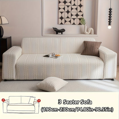 Sofa Cover Zigzag-Texture Fitted Slipcover for 1, 2, 3 or 4-Seater Sofas in Four Neutral Colors