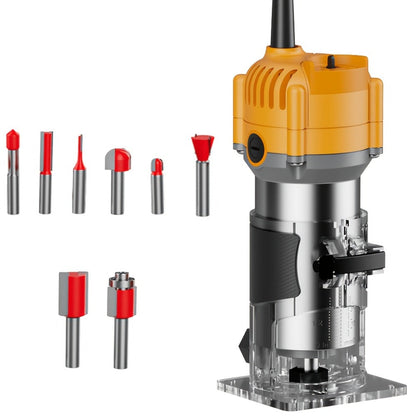 Wood Router Edge Trimmer 800W 6.1Amp Compact Hand Router Tool 35000RPM with Variable Speed, 1/4" Collet