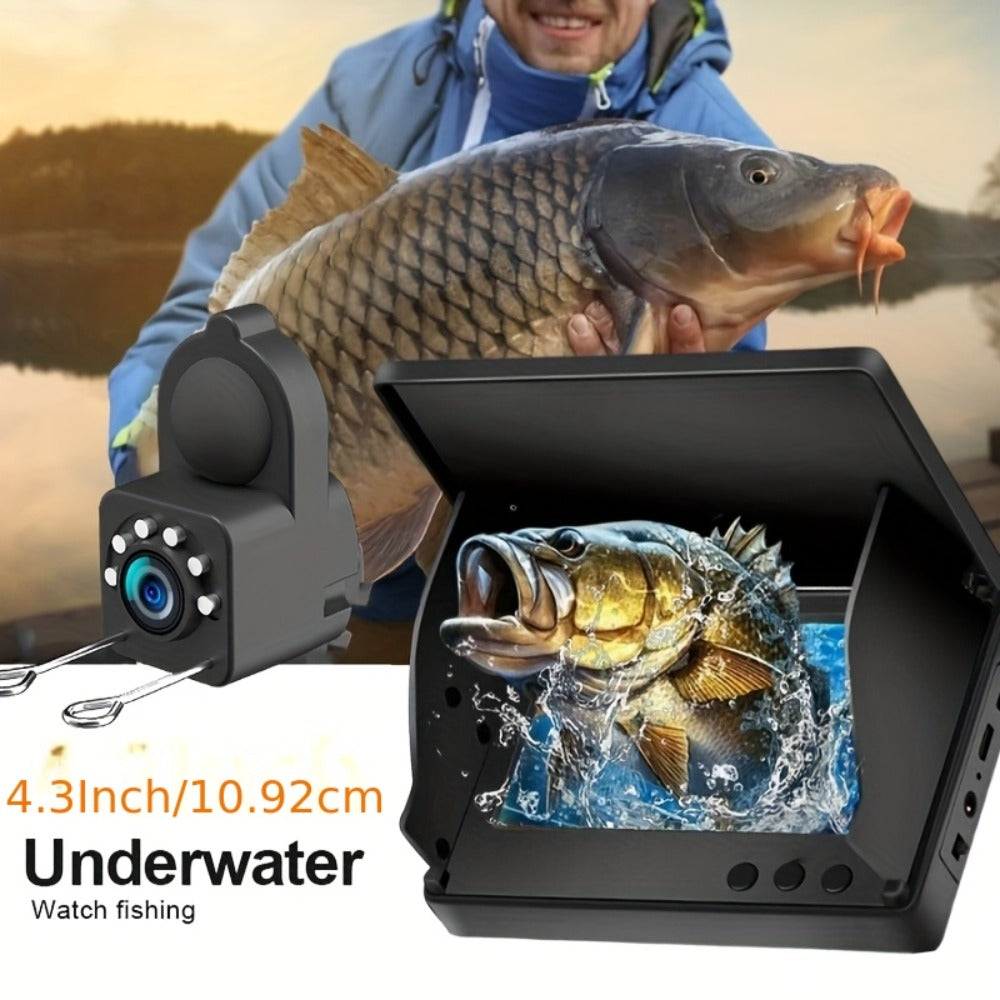 Underwater Fishing Camera 4.3-Inch HD Display with Night Vision & Triple Light Shielding, Portable Fish Finder with Bait Monitor