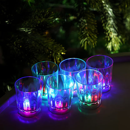 LED Light-Up Party Cup Set with 12 or 15 Short 2 oz Plastic Tumblers in Mixed Color Designs