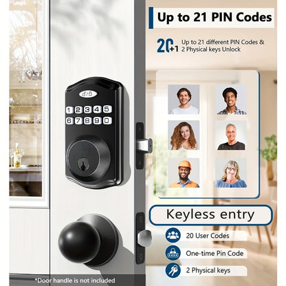 Smart Door Lock Tuya Front Door Deadbolt with Fingerprint Keypad Bluetooth App and Hidden Key
