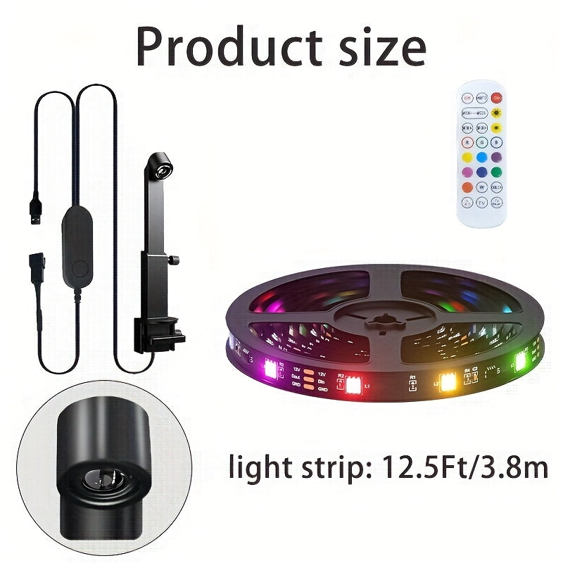 TV Backlight LED Strip Lights RGB 12.5ft – USB Powered Bias Lighting for 35-80 Inch TVs for Home, Desk and Accent Lighting
