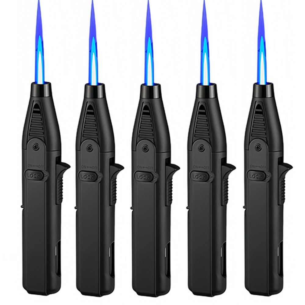 Windproof Torch Lighter 5 Pack Outdoor Butane Gas Lighter Set 1300 1800 Degree Blue Flame for Grilling, Camping and Outdoor Meals