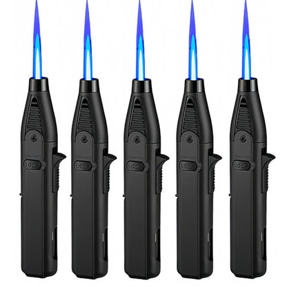 Windproof Torch Lighter 5 Pack Outdoor Butane Gas Lighter Set 1300 1800 Degree Blue Flame for Grilling, Camping and Outdoor Meals