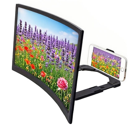 Screen Magnifier for Phone 12 Inch HD Curved Lens – 1:1 No-Distortion Enlarger, Foldable Portable Stand, Eye Protection for Movies Video