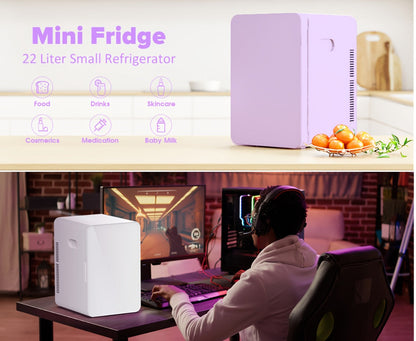 Mini Fridge with Glass Front Door 15.8QT/23.3QT - Portable Cooler and Warmer AC/DC 12V, Small Refrigerator for Bedroom