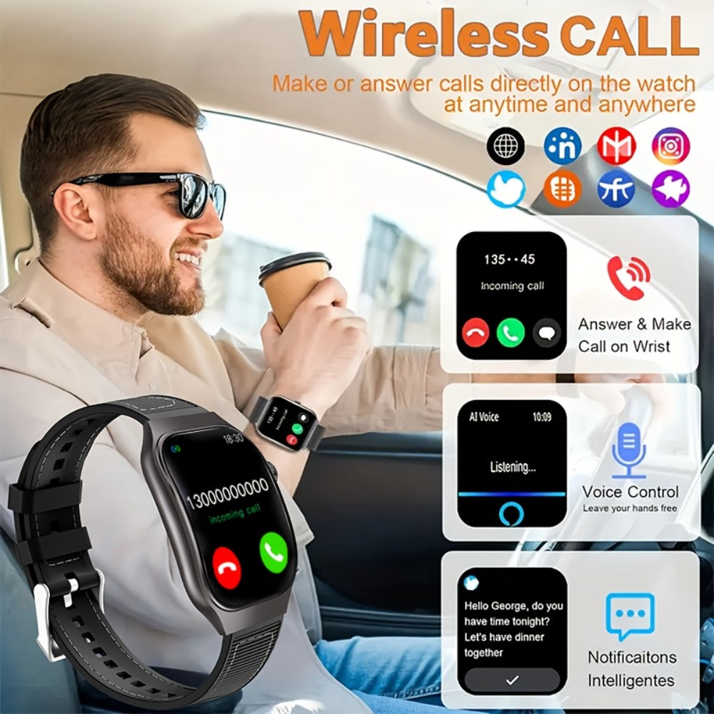 Smartwatch 2.01 Inch Curved Screen with Mini Games, Voice Assistant and 100+ Sport Modes in Three Colors