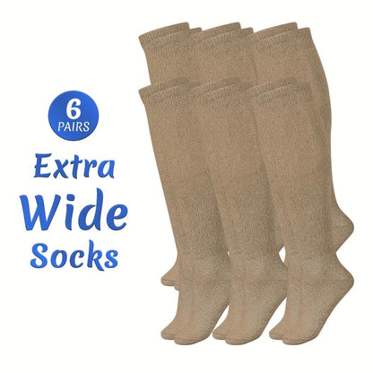 Extra Wide Socks for Swollen Feet 6 Pairs Stretch to 30 Inch Non-Binding Seamless Loose Fit for Entryways, Bedrooms and Living Spaces