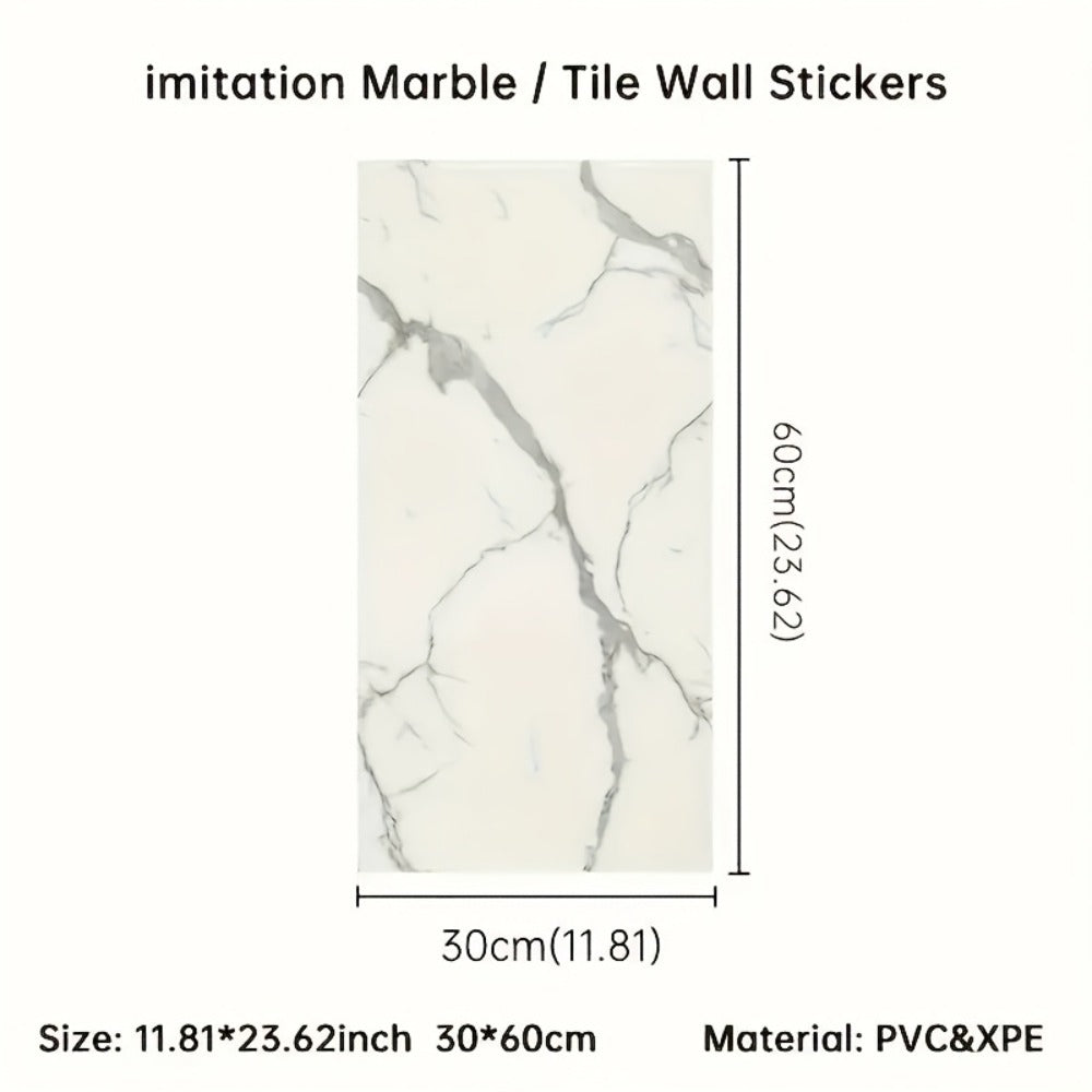 Self-Adhesive PVC Wall Sticker 22pcs Peel and Stick Marble Boho Wallpaper 11.81x23.62in Oil for Entryways, Bedrooms and Living Spaces