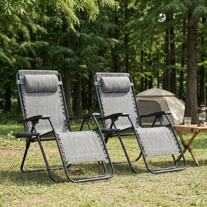Zero Gravity Chair 2 Pack – 330lb Capacity, Ergonomic Adjustable Recline & Locking System, Foldable Patio Lounger with Cup Holder – Lawn
