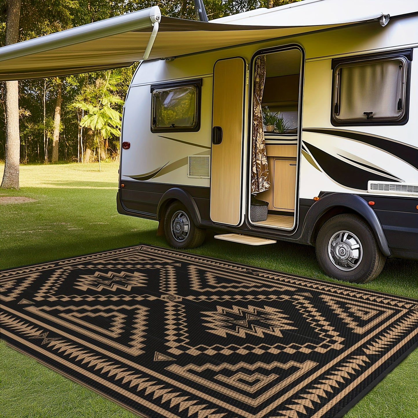Outdoor Reversible Plastic Straw Rug for Patio Deck RV Camping – Waterproof UV-Resistant Lightweight Mat, Multiple Sizes & Colors