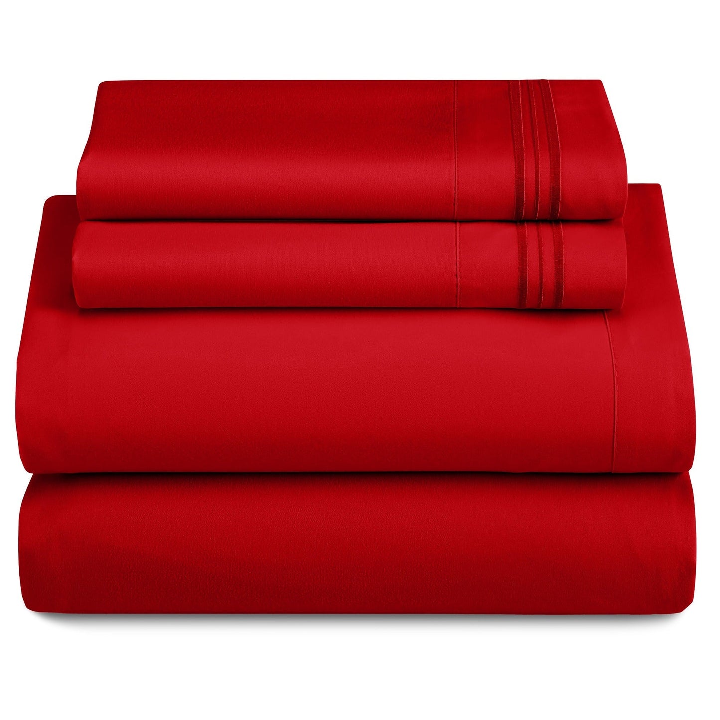 Bed Sheet Set 1800-Series Microfiber with Six Fitted-Sheet Sizes and Twenty Solid Color Choices