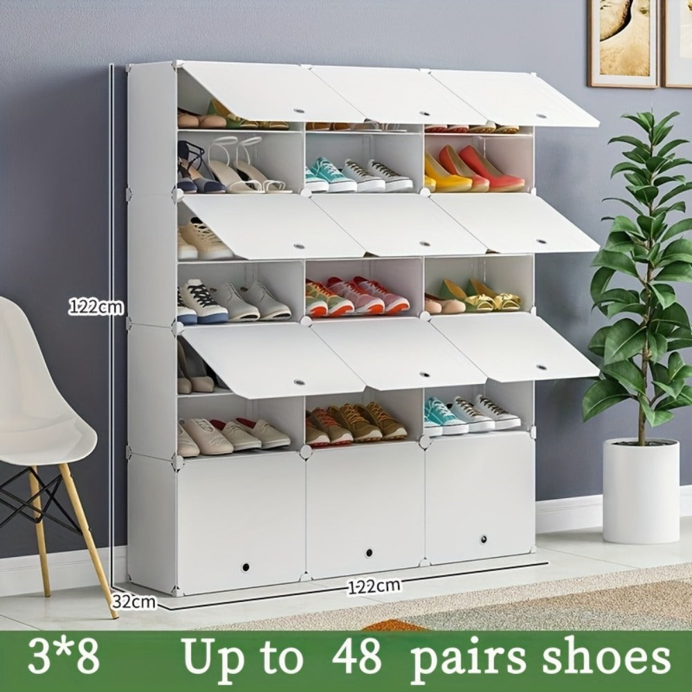 Shoe Rack Organizer Free Standing, Shoe Storage Cabinet for Boots, Slippers & High Heels, 2×6 / 3×8 Tier Shoe Shelf for Closet