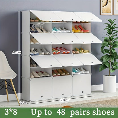 Shoe Rack Organizer Free Standing, Shoe Storage Cabinet for Boots, Slippers & High Heels, 2×6 / 3×8 Tier Shoe Shelf for Closet