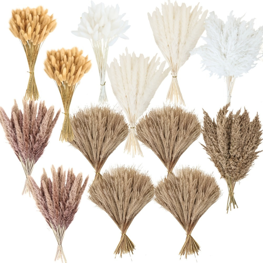 Dried Pampas Grass Decor Bouquet – Natural Fluffy Pampas Stems for Boho Wedding Centerpiece, Living Room Vase Filler, Nursery & Home Decor