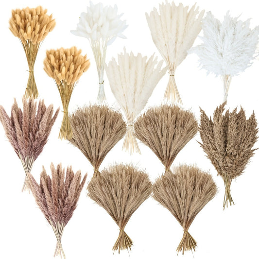 Dried Pampas Grass Decor Bouquet – Natural Fluffy Pampas Stems for Boho Wedding Centerpiece, Living Room Vase Filler, Nursery & Home Decor