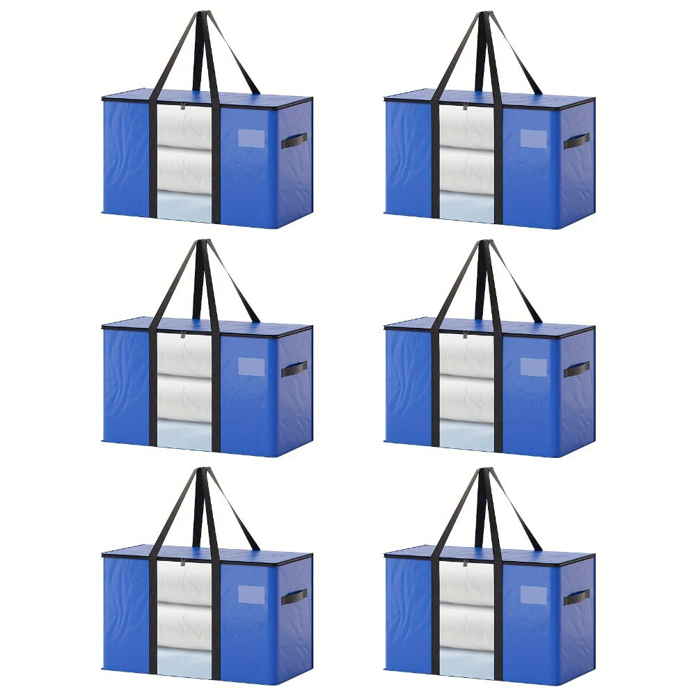 Storage Bag Set, Blue Extra-Large Moving Organizers in 6-Piece 26.42-Gallon or 16-Piece Options with Zippers and Handles