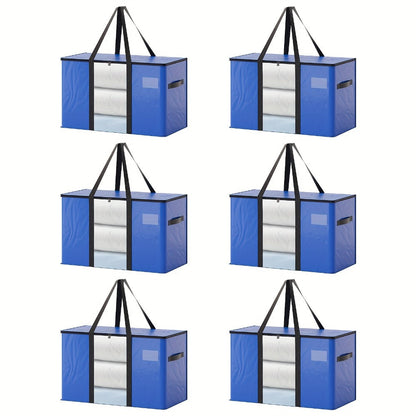 Storage Bag Set, Blue Extra-Large Moving Organizers in 6-Piece 26.42-Gallon or 16-Piece Options with Zippers and Handles