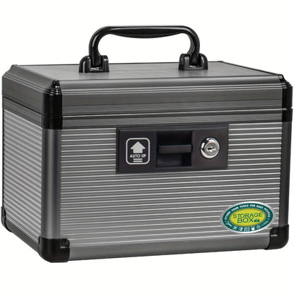 Aluminum Alloy Lockable Medicine Box – Double Layer Large Capacity Storage Box with Key Lock, Handle & Tray for Medicines