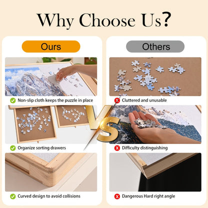 Puzzle Board Table 2000 Pieces Tilting Surface 41.5"x29.6" – Large Wooden Jigsaw Puzzle Plateau with 4 Magnetic Drawers & Cover