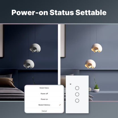 No Neutral Wire Smart Touch Wall Switch MOES WiFi 1/2/3 Gang Single Fire, Works with Alexa & Google Home