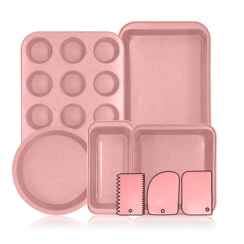 Mixed-Color Bakeware Set with 2–18 Pieces, Cake and Muffin Pans, Trays, Racks and Tools Pictured