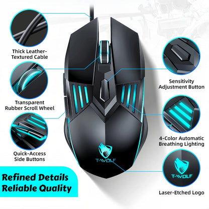 Programmable RGB Gaming Mouse Wired Pro-Grade with Turbo Click Multi-Mode DPI Sensitivity Dynamic for an Everyday Personal Care Routine