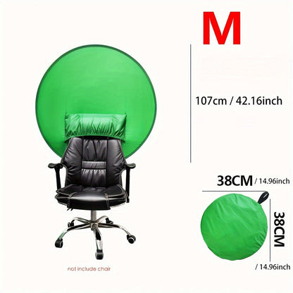 Chair Mount Green Screen Backdrop Collapsible Chroma Key Background for Streaming Vlogging Video Calls Zoom Portable Wrinkle-Resistant