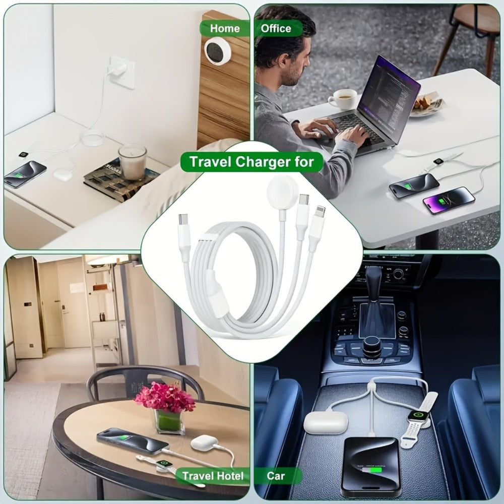 Apple Watch Charger Set 3-in-1 Magnetic Cable 6.6ft with 20W USB-C Wall Charger for an Everyday Personal Care Routine