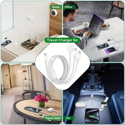 Apple Watch Charger Set 3-in-1 Magnetic Cable 6.6ft with 20W USB-C Wall Charger for an Everyday Personal Care Routine