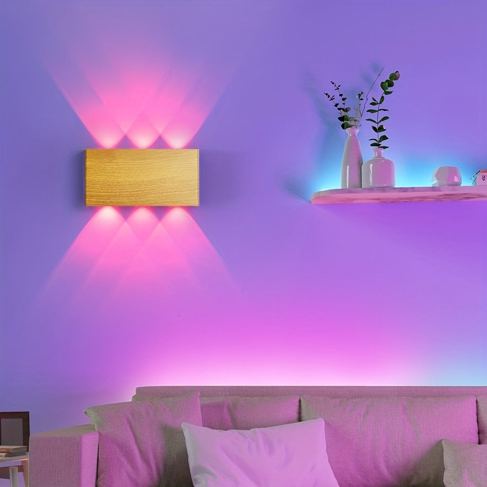 RGB Wall Light 2 Pack Battery Powered - Seven Color Gradient Dimming Night Light with Touch Switch