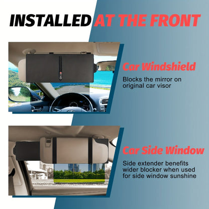 Sun Visor Extender Polarized PC Material | Driver & Passenger Side Clip-On, Adjustable Glare & UV Blocker, Fits All Vehicles