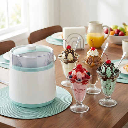 Ice Cream Maker 2 Liter Large Stainless Steel with LED Screen - Electric Ice Cream Machine for Home