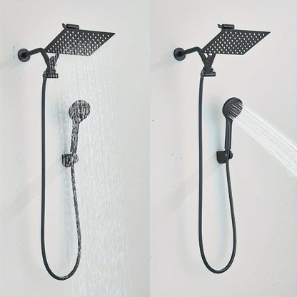 Rainfall and Handheld Shower Combo with 8-Inch Square Head, 11-Inch Extension Arm and Chrome Finish