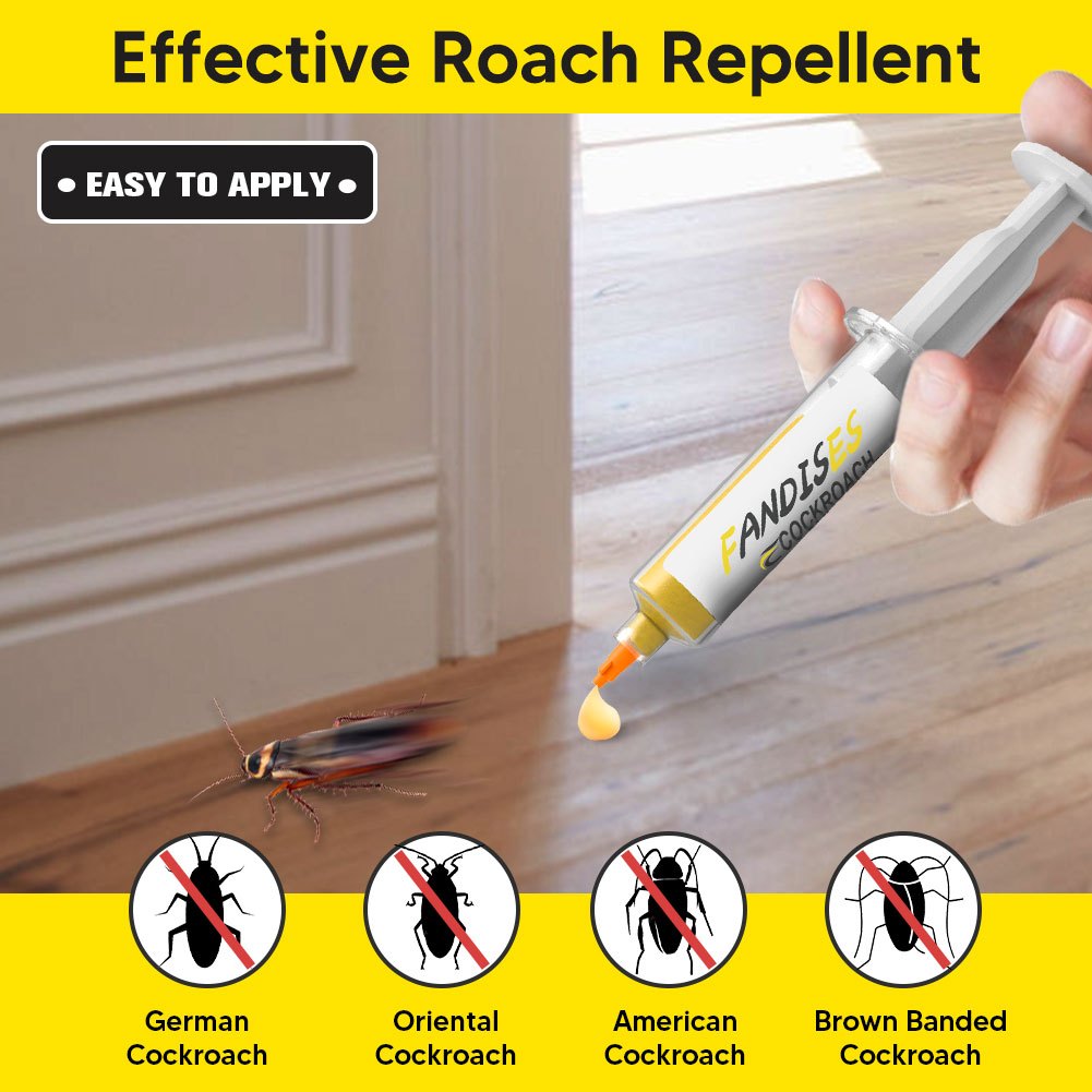 Roach Gel, 4-Pack Syringe Kitchen Bathroom Crack Crevice Trap for Home Cooking, Dining and Outdoor Meals