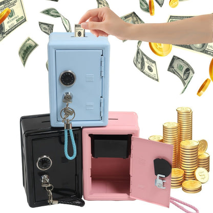 Metal Coin Bank with Key & Combination Lock – Secure Cash Storage Piggy Bank with Removable Drawer for Kids & Adults, Back to School