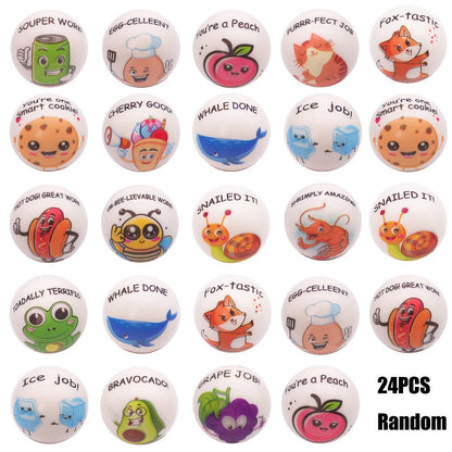 Motivational Animal Squeeze Stress Balls 24 Pack, 1.18 Inch TPU Sensory Balls with Inspirational Quotes