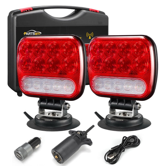 Wireless Magnetic LED Trailer Light Kit – 26 LED Towing Tail Light Stop Turn Brake Reverse, 7-Pin Plug 12-24V IPX5 Waterproof