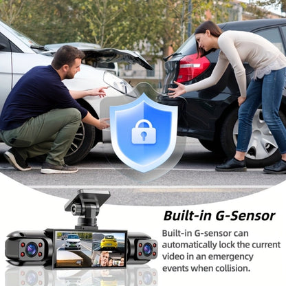 360° 4-Channel Dash Cam 1080P Front + 720P Rear Left Right Full Coverage, WDR Night Vision, G-Sensor, Loop Recording