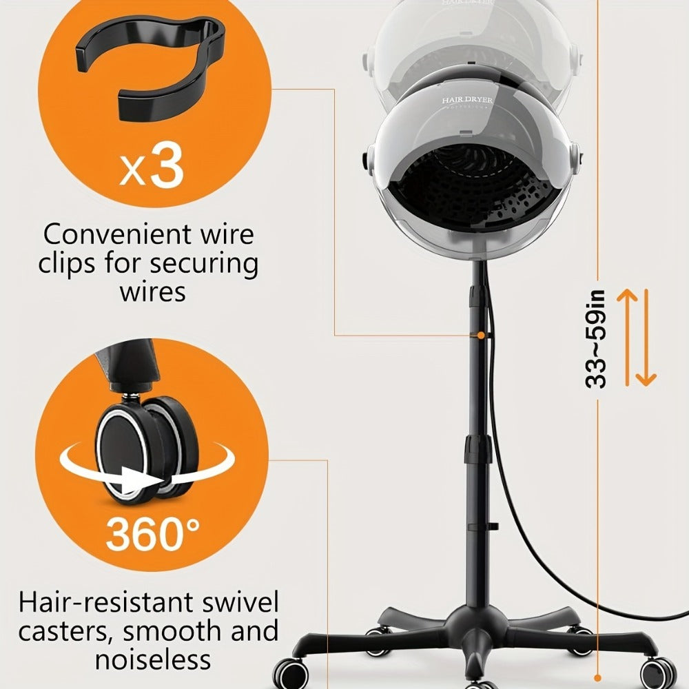 Ionic Floor-Standing Hooded Hair Dryer 1875W, Adjustable Height Professional Salon Hood Dryer for Deep