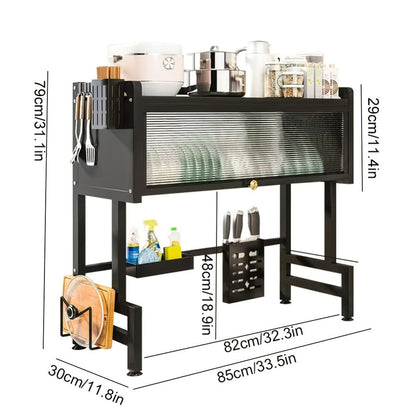 Dish Drying Rack Multi-Tier Kitchen Countertop Drain Rack with Dustproof Cover for Home Cooking, Dining and Outdoor Meals