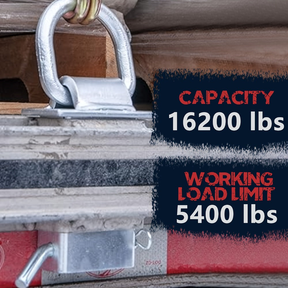 Stake Pocket D-Ring Tie Down 12, 000 lbs Breaking Load Heavy Duty Flatbed Truck Trailer Cargo Anchor – Adjustable 2"x4" Universal Fit
