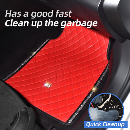 Quilted Crown Car Floor Mats, Four-Piece Set in Red, Black or Prismatic Embossed Style Options