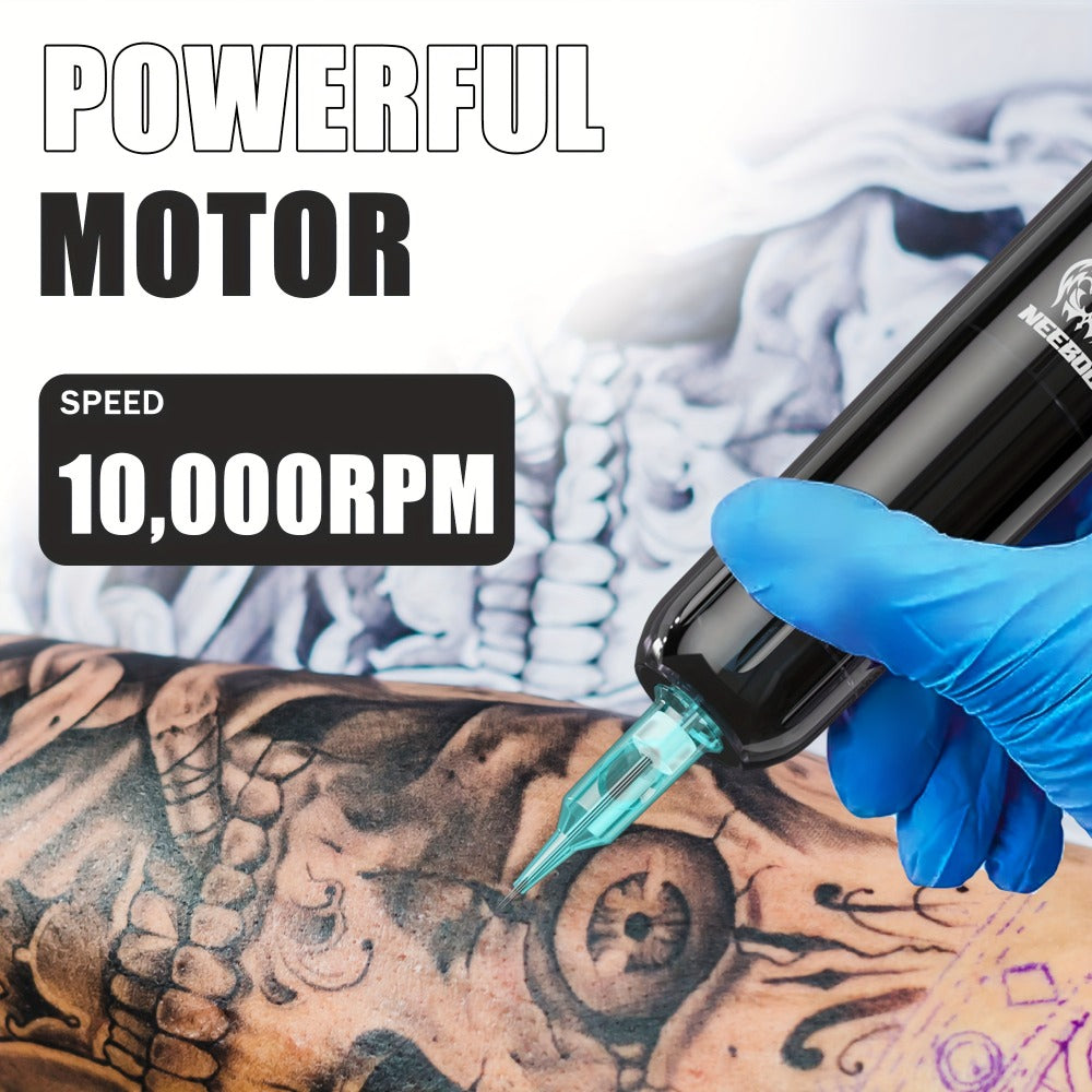 Tattoo Machine Kit Neebol Wireless Pen with Screen Display, 10 Cartridges, 7 Inks and Four Color or Pro Options