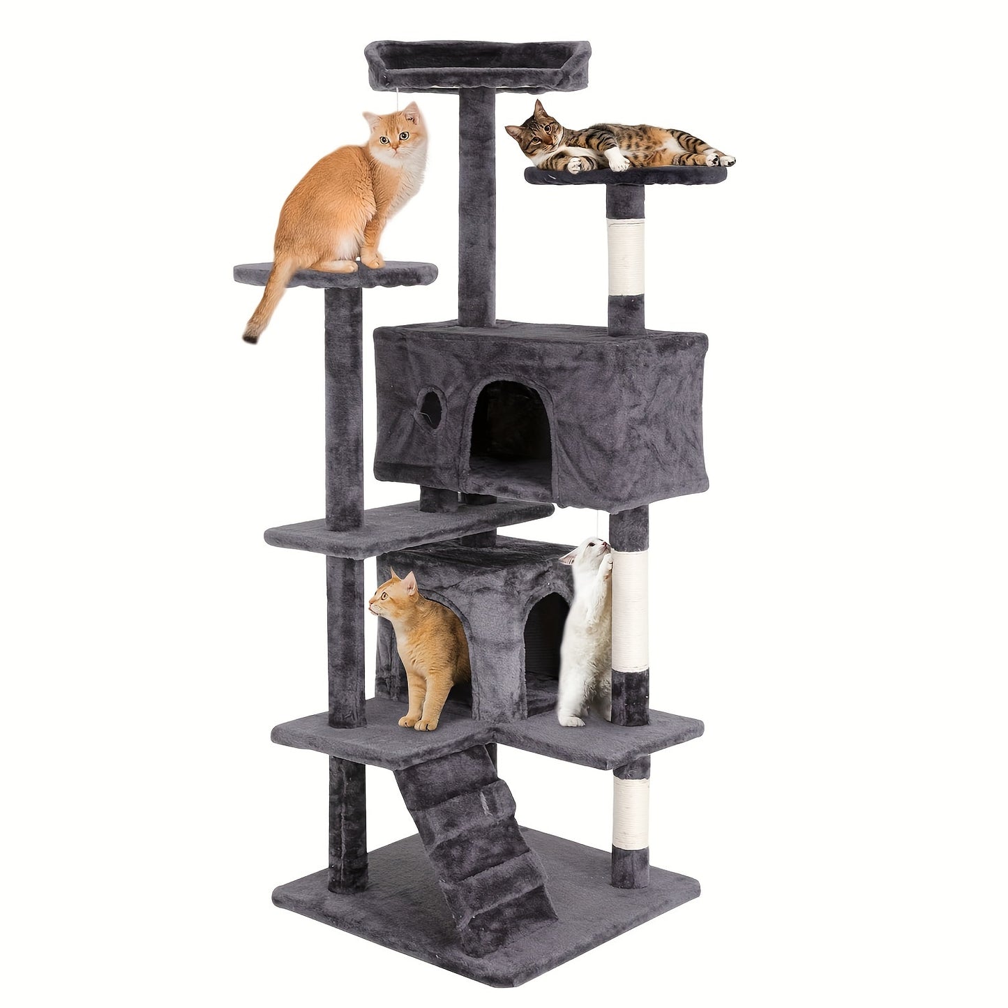 Cat Tree Tower Multi-Layer with Scratching Post, Perch Platforms & Cat Apartments – Tall Cat Climbing Frame for Indoor Cats