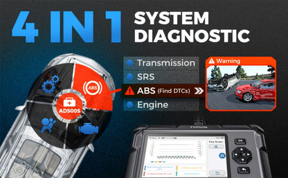 OBD2 Scanner with ABS SRS Engine Transmission Diagnostics 5 Reset Services Oil BMS DPF Throttle – TOPDON AD500S WiFi 5-Inch Touchscreen 90+