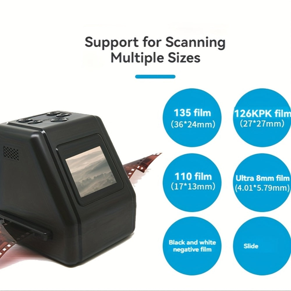 Film Scanner 10MP Negative & Slide Scanner, Converts 35mm/110/Super 8 Film to Digital JPEG, 2.0" LCD Screen